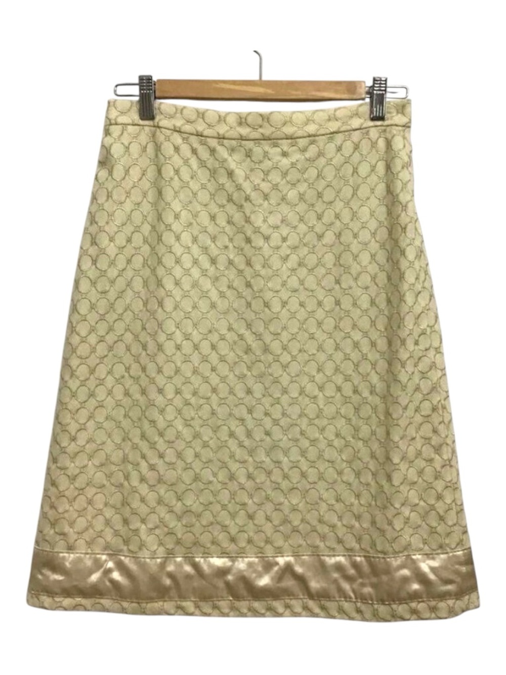 SANDRA Angelozzi designer 50% wool skirt tweed embroidered butter yellow size 32